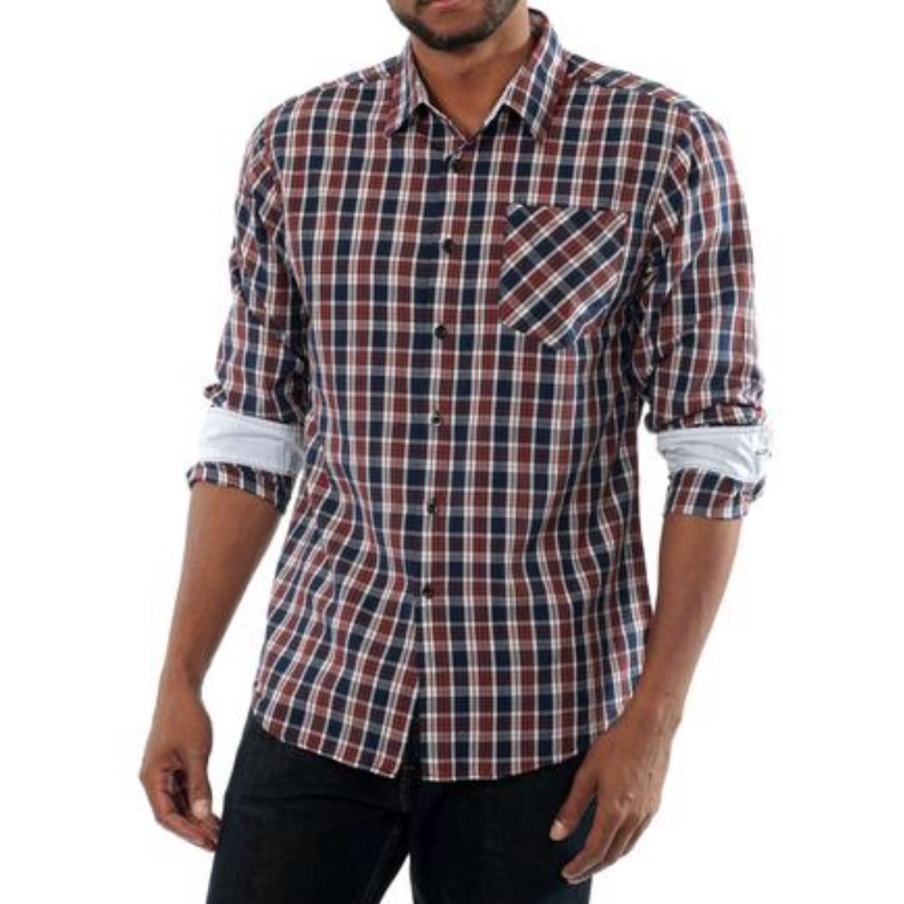 Something Strong | blue/brown plaid button down